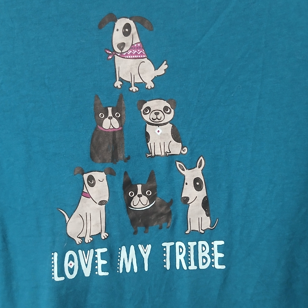π2/50πNWT Secret Treasures Teal Blue Pajama Top Dog Lovers Graphic Tshirt 3X